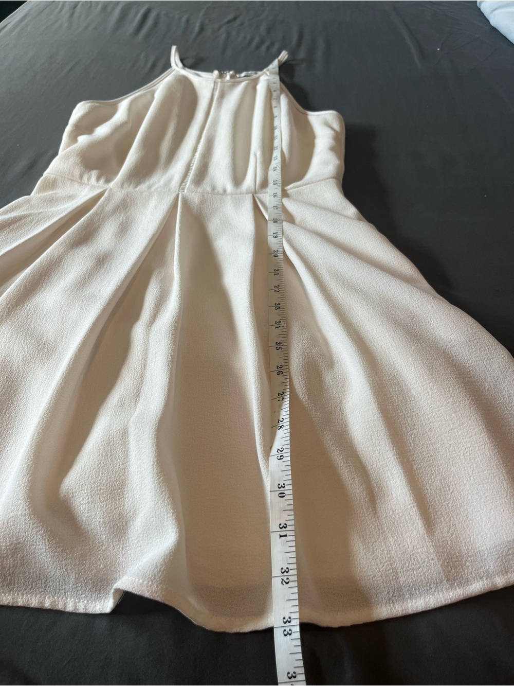 Minimalist Sleeveless Cream Fit-and-Flare Mini Dress - Picture 5 of 7